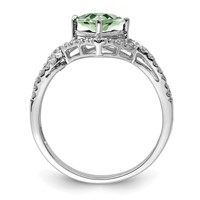 Sterling Silver Rhodium Green Quartz & Diam. Ring view 2