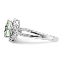 Sterling Silver Rhodium Green Quartz & Diam. Ring view 4