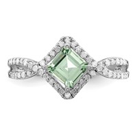 Sterling Silver Rhodium Green Quartz & Diam. Ring view 5