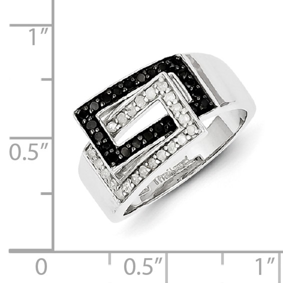 Sterling Silver Black & White Diamond Ring