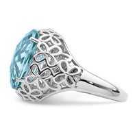 Sterling Silver Rhodium Checker-Cut Sky Blue Topaz Ring view 4