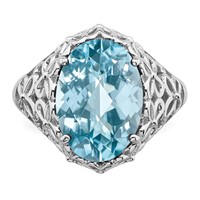 Sterling Silver Rhodium Checker-Cut Sky Blue Topaz Ring view 5