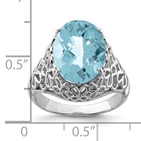 Sterling Silver Rhodium Checker-Cut Sky Blue Topaz Ring view 3