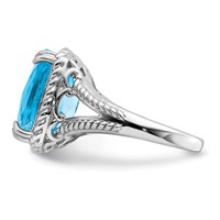 Sterling Silver Rhodium Checker-Cut Blue Topaz Ring view 4