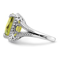 Sterling Silver Rhodium Checker-Cut Lemon Quartz Ring view 4