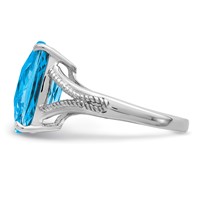 Sterling Silver Rhodium Checker-Cut Blue Topaz Ring view 4