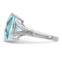 Sterling Silver Rhodium Checker-Cut Sky Blue Topaz Ring view 4