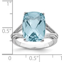 Sterling Silver Rhodium Checker-Cut Sky Blue Topaz Ring view 3
