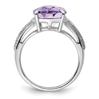 Sterling Silver Rhodium Checker-Cut Pink Quartz Ring view 2