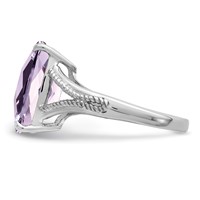 Sterling Silver Rhodium Checker-Cut Pink Quartz Ring view 3