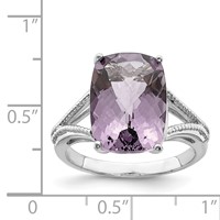 Sterling Silver Rhodium Checker-Cut Pink Quartz Ring view 4