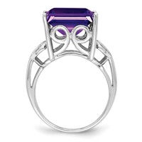 Sterling Silver Rhodium-plated Amethyst Ring view 2