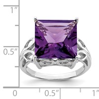 Sterling Silver Rhodium-plated Amethyst Ring view 3