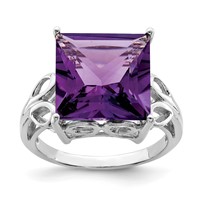 Sterling Silver Rhodium-plated Amethyst Ring view 1