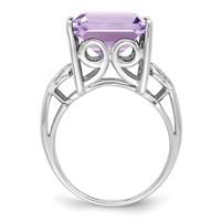 Sterling Silver Rhodium Pink Quartz Ring view 2