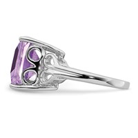 Sterling Silver Rhodium Pink Quartz Ring view 4