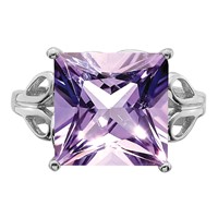 Sterling Silver Rhodium Pink Quartz Ring view 5