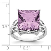 Sterling Silver Rhodium Pink Quartz Ring view 3