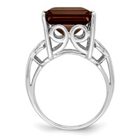 Sterling Silver Rhodium Smoky Quartz Ring view 2