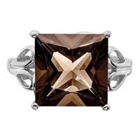 Sterling Silver Rhodium Smoky Quartz Ring view 5