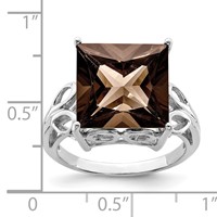 Sterling Silver Rhodium Smoky Quartz Ring view 3