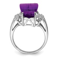 Sterling Silver Rhodium-plated Amethyst & Diamond Ring view 2