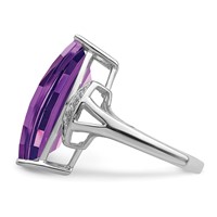 Sterling Silver Rhodium-plated Amethyst & Diamond Ring view 3