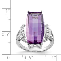 Sterling Silver Rhodium-plated Amethyst & Diamond Ring view 4