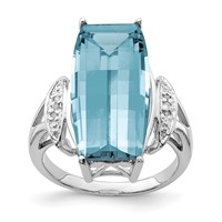 Sterling Silver Rhodium Sky Blue Topaz & Diam. Ring view 1
