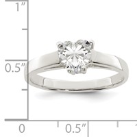 Sterling Silver Solitaire Heart CZ Ring view 3