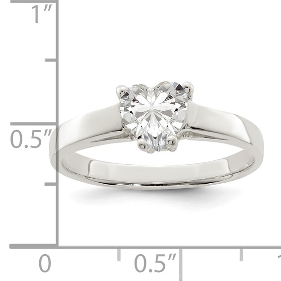 Sterling Silver Solitaire Heart CZ Ring