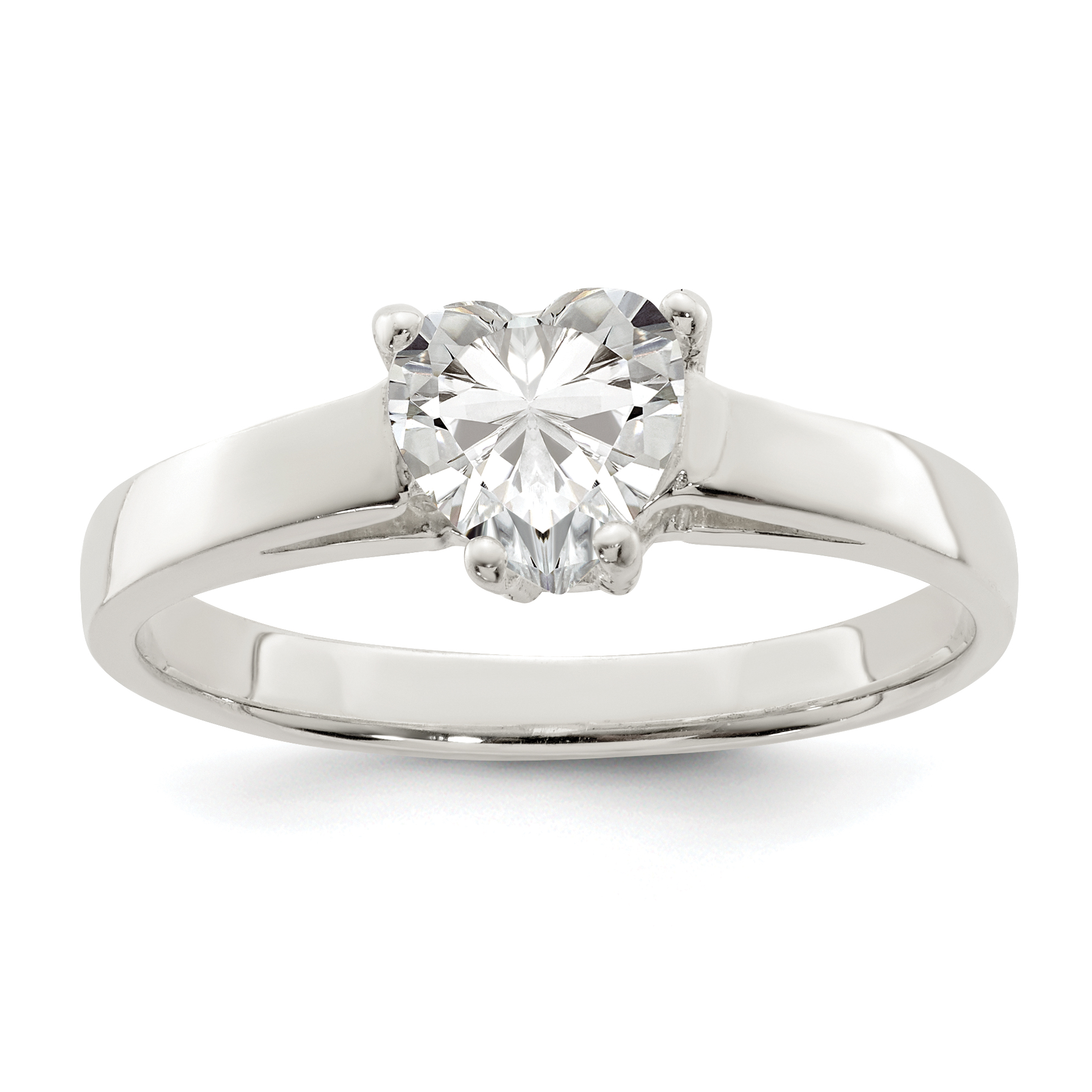 Sterling Silver Solitaire Heart CZ Ring (QR32-6)