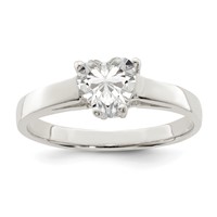 Sterling Silver Solitaire Heart CZ Ring view 1