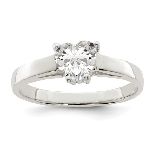 Sterling Silver Solitaire Heart CZ Ring