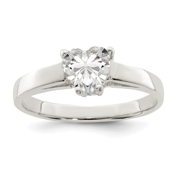 Sterling Silver Solitaire Heart CZ Ring