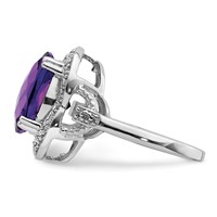 Sterling Silver Rhodium-plated Checker-Cut Amethyst Ring view 3