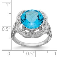 Sterling Silver Rhodium Checker-Cut Blue Topaz Ring view 4
