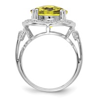 Sterling Silver Rhodium Checker-Cut Lemon Quartz Ring view 2