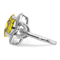 Sterling Silver Rhodium Checker-Cut Lemon Quartz Ring view 3