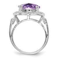 Sterling Silver Rhodium Checker-Cut Pink Quartz Ring view 2