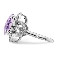 Sterling Silver Rhodium Checker-Cut Pink Quartz Ring view 4