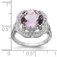 Sterling Silver Rhodium Checker-Cut Pink Quartz Ring view 3