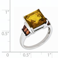 Sterling Silver Whiskey Quartz & Tabber Garnet Ring view 2