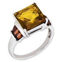 Sterling Silver Whiskey Quartz & Tabber Garnet Ring view 1