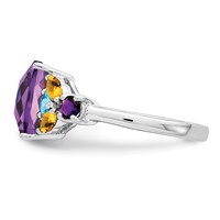 Sterling Silver Rhodium-plated Amethyst, Blue Topaz & Citrine Ring view 4