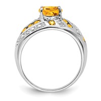 Sterling Silver Rhodium-plated Citrine & Diamond Ring view 2