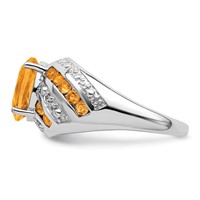Sterling Silver Rhodium-plated Citrine & Diamond Ring view 4