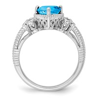 Sterling Silver Rhodium Blue Topaz & Diam. Ring view 2