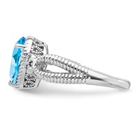 Sterling Silver Rhodium Blue Topaz & Diam. Ring view 4