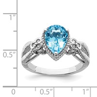 Sterling Silver Rhodium Blue Topaz & Diam. Ring view 3